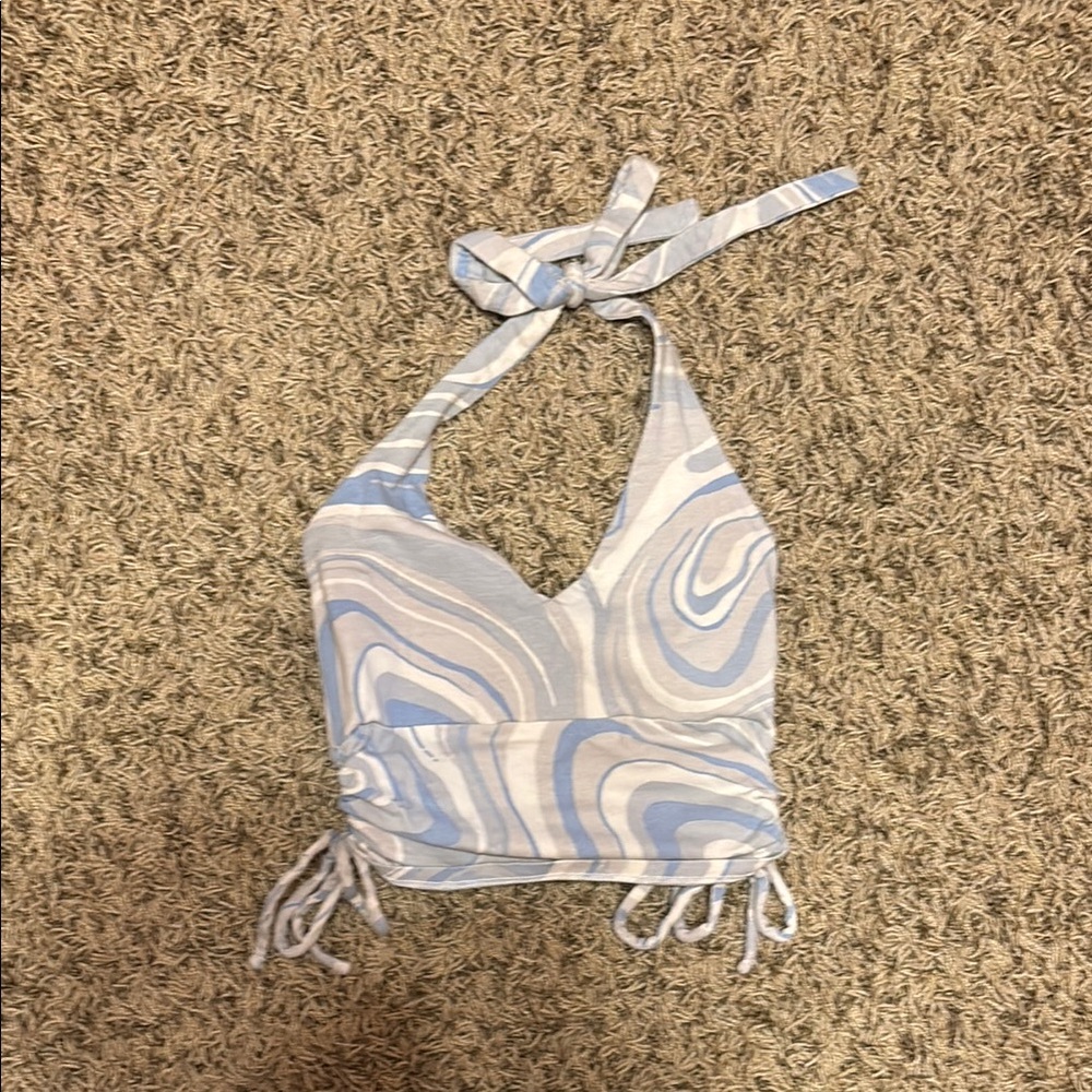 Blue and White Swirl Halter Top